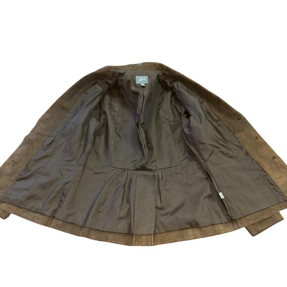 J. Jill Chocolate Brown 100% Leather Blazer Jacket Women’s XS Western Preppy - Picture 8 of 13